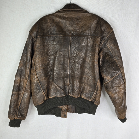 Vintage Leather Flying Mens Medium Jacket Brown Aviator Military Bomber Flight - Picture 9 of 16